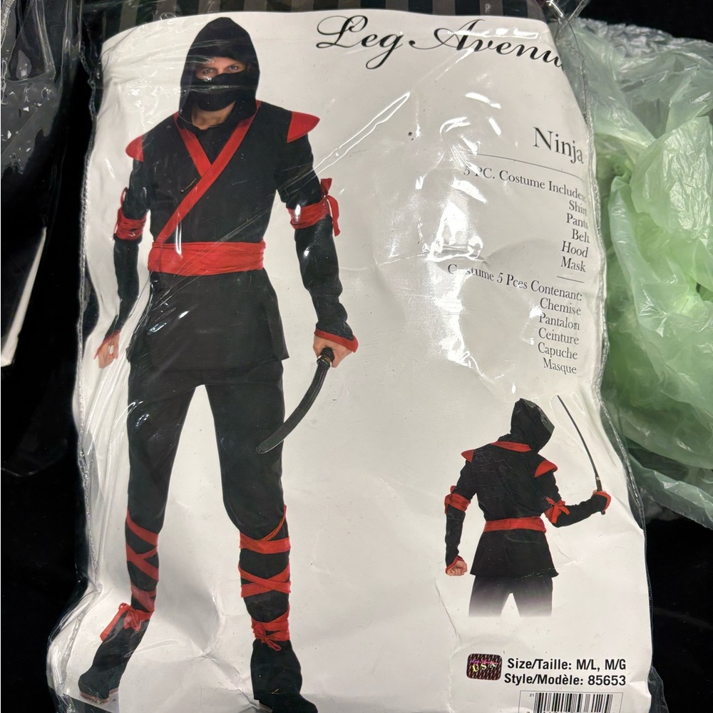 Leg Avenue Ninja Warrior Costume for Adults - Black and Red